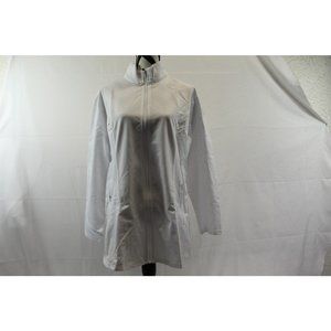 Jacket Lightweight Zip Front Long Casual Coat Stand Up Collar White Size 18W